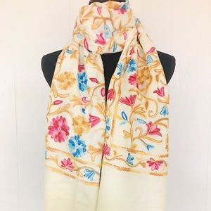 Handmade Floral embroidered warm soft scarf wrap